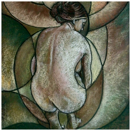 Nude Female, crouching - pastel