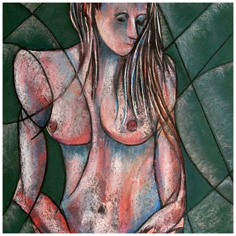 Nude Female, standing - pastel