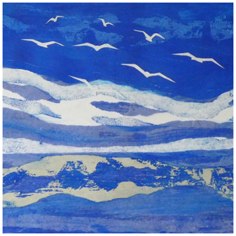 Free as a bird - Monotype (with collage) - 40 x 60cm