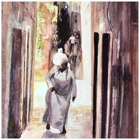 Marrakech Alleyway - Watercolour