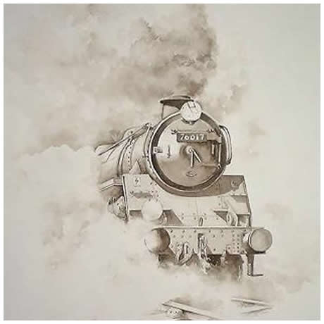 Smoke and Steam - Sepia Watercolour