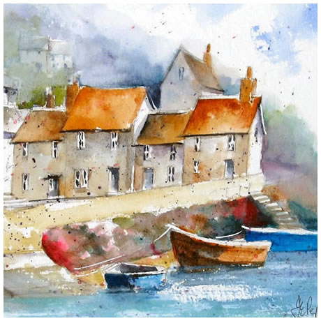 Harbour Cottages - Watercolour